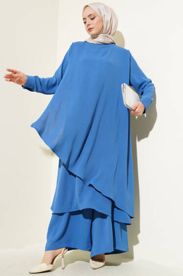 Asimetrik Kesim Ayrobin İkili Takım Mavi - İkili Takım