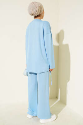 Asimetrik Kesim Bisiklet Yaka İkili Takım Mavi - İkili Takım