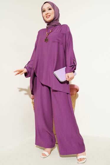 Asimetrik Kesim Salaş İkili Takım Magenta - İkili Takım