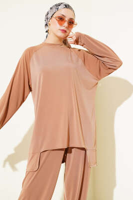 Asimetrik Kesim Sandy Tunik İkili Takım Camel - 500-700 TL Ürünler