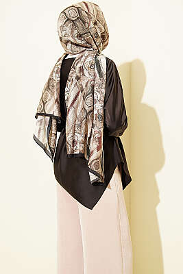 Asimetrik Kesim Saten Tunik Acı Kahve - Tunik