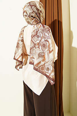 Asimetrik Kesim Saten Tunik Bej - Tunik