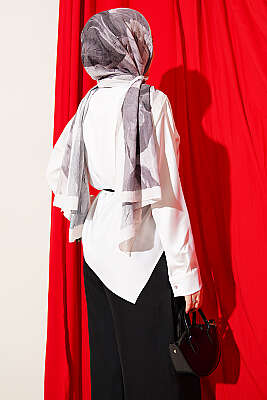 Asimetrik Kesim Saten Tunik Ekru - Tunik