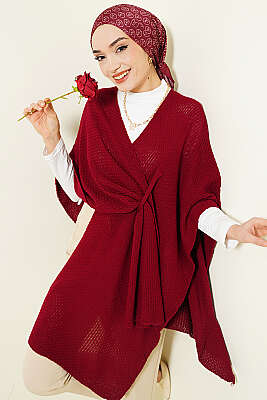 Asimetrik Kesim Triko Panço Bordo 