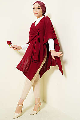 Asimetrik Kesim Triko Panço Bordo - Panço