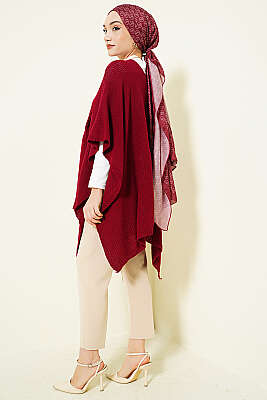 Asimetrik Kesim Triko Panço Bordo - Panço