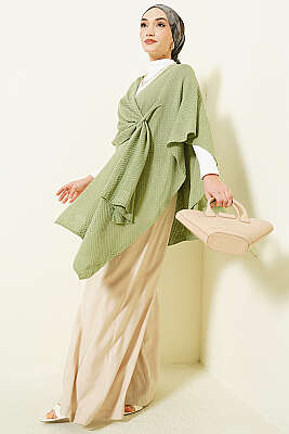 Asimetrik Kesim Triko Panço Çağla Yeşili - Panço