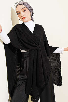 Asimetrik Kesim Triko Panço Siyah - SAS