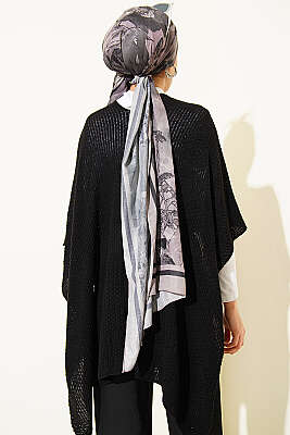 Asimetrik Kesim Triko Panço Siyah - Panço