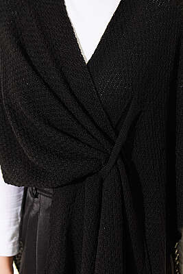 Asimetrik Kesim Triko Panço Siyah - Panço