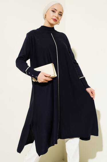 Asimetrik Kesim Uzun Triko Tunik Parlement - Spor Tunik