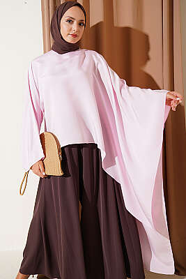 Asimetrik Kesimli Bluz Pembe - Bluz