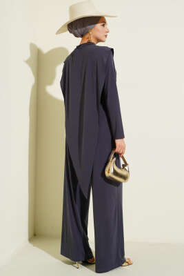 Asimetrik Parçalı Kuşaklı Sandy İkili Takım Füme - İkili Takım