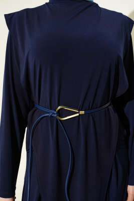 Asimetrik Parçalı Kuşaklı Sandy İkili Takım Lacivert - İkili Takım