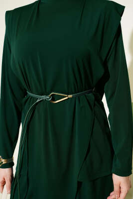 Asimetrik Parçalı Kuşaklı Sandy İkili Takım Zümrüt - İkili Takım