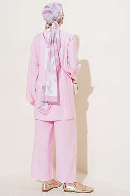 Asimetrik Yan İp Bağlamalı İkili Takım Pembe - 700-100 TL Ürünler