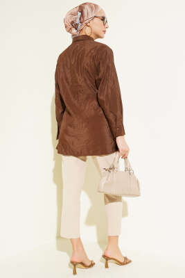 Asitmetrik Bağlamalı Gömlek Kahve - Gömlek
