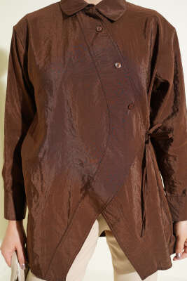 Asitmetrik Bağlamalı Gömlek Kahve - Gömlek