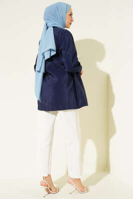 Asitmetrik Bağlamalı Gömlek Lacivert - Gömlek