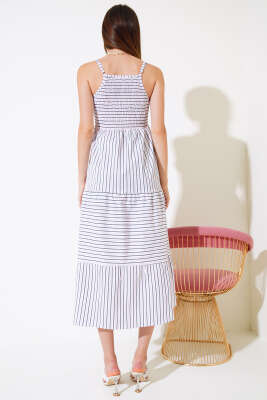 Askılı Çizgili Gipeli Elbise Pembe - Kadın Giyim Modelleri