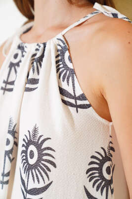 Askılı Desenli Elbise Siyah - Kadın Giyim Modelleri