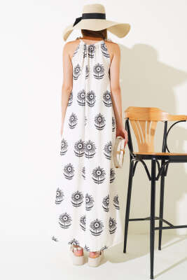 Askılı Desenli Elbise Siyah - Kadın Giyim Modelleri