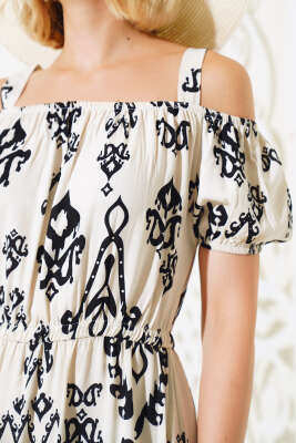 Askılı Eteği Volanlı Elbise Ekru - Kadın Giyim Modelleri