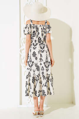 Askılı Eteği Volanlı Elbise Ekru - Kadın Giyim Modelleri