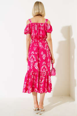 Askılı Eteği Volanlı Elbise Fuşya - Kadın Giyim Modelleri