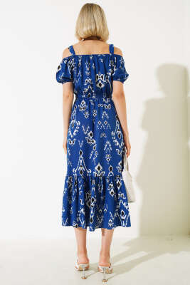 Askılı Eteği Volanlı Elbise İndigo - Kadın Giyim Modelleri