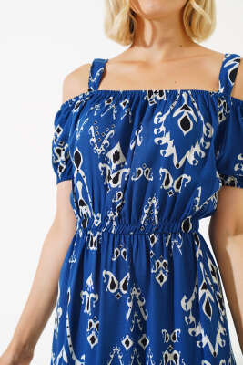 Askılı Eteği Volanlı Elbise İndigo - Kadın Giyim Modelleri