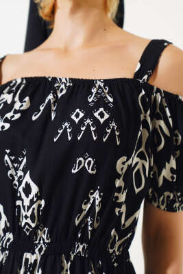 Askılı Eteği Volanlı Elbise Siyah - Kadın Giyim Modelleri