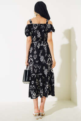 Askılı Eteği Volanlı Elbise Siyah - Kadın Giyim Modelleri