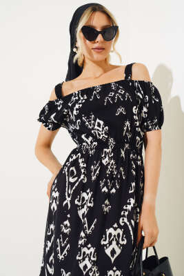 Askılı Eteği Volanlı Elbise Siyah - Kadın Giyim Modelleri