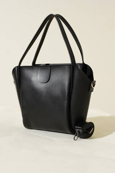 Askılı Fitilli Çanta Siyah - Kol Çantası