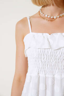 Askılı Gipeli Elbise Ekru - Kadın Giyim Modelleri