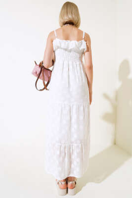 Askılı Gipeli Elbise Ekru - Kadın Giyim Modelleri