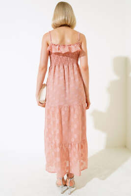 Askılı Gipeli Elbise Pudra - Kadın Giyim Modelleri