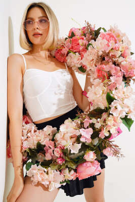 Askılı Sandy Crop Ekru - Kadın Giyim Modelleri