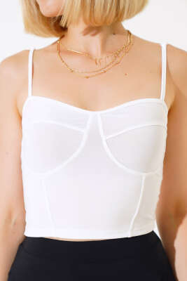 Askılı Sandy Crop Ekru - Kadın Giyim Modelleri