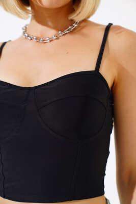 Askılı Sandy Crop Siyah - Kadın Giyim Modelleri