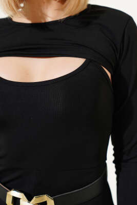 Askılı Scuba Tulum Siyah - Kadın Giyim Modelleri