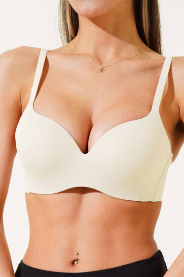 Askılı Sıfır His Ziro Gram Sütyen Ekru - Toparlayıcı Sütyen / Minimizer Sütyen