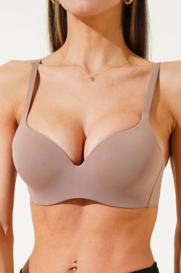 Askılı Sıfır His Ziro Gram Sütyen Vizon - Toparlayıcı Sütyen / Minimizer Sütyen