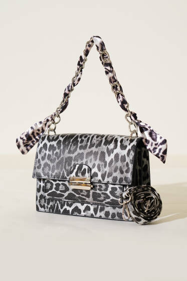 Askısı Fularlı Çanta Leopar - Kol Çantası