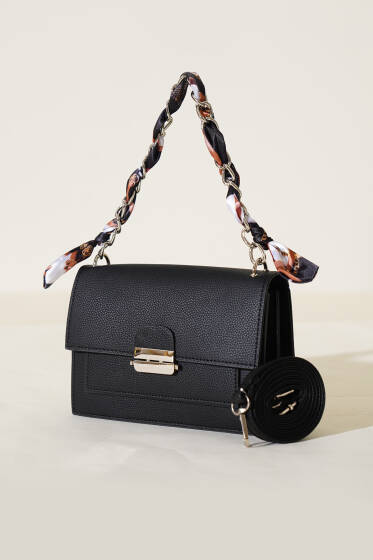 Askısı Fularlı Çanta Siyah - Kol Çantası