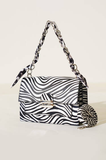 Askısı Fularlı Çanta Zebra - Kol Çantası