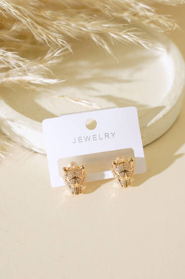 Aslan Figürlü Küpe Gold - Küpe