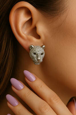 Aslan Figürlü Küpe Gümüş - Küpe