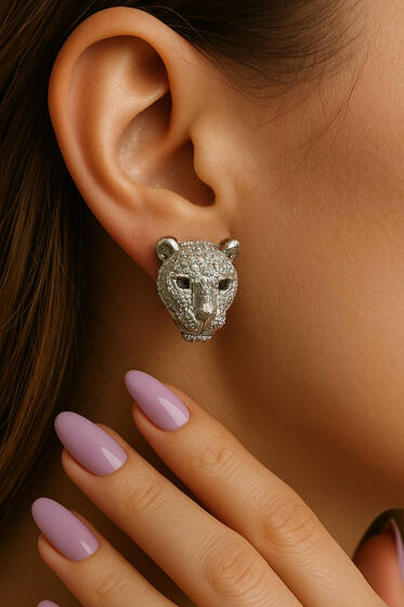 Aslan Figürlü Küpe Gümüş - Küpe